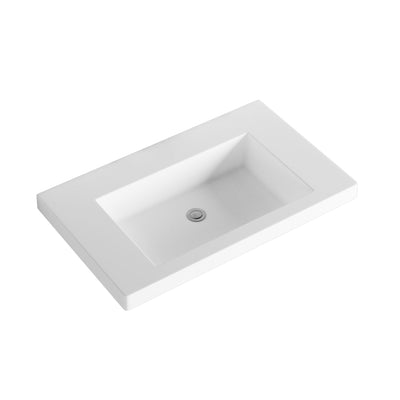 RIVA VOLVO POLYMARBLE VANITY TOP GLOSS WHITE 750MM