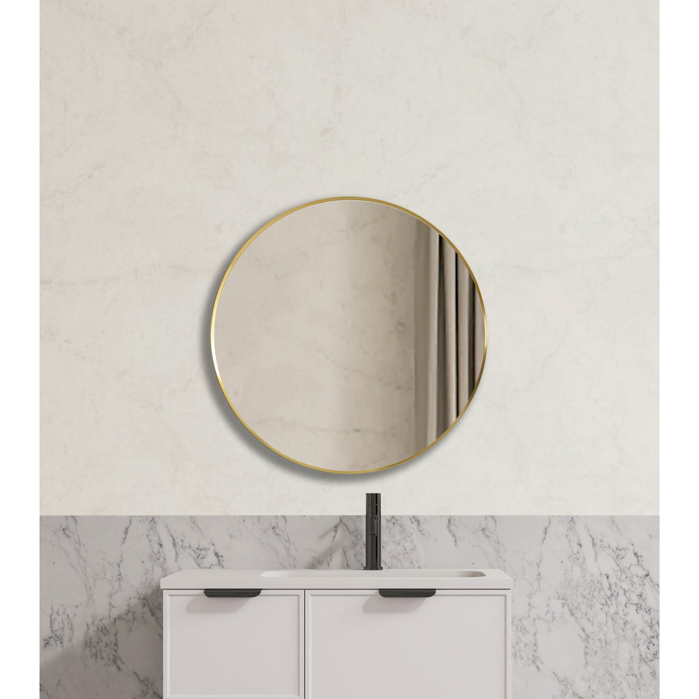 VITO VETRA ROUND ALUMINUM FRAMED MIRROR BRUSHED GOLD 600X600MM