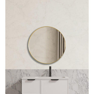 VITO VETRA ROUND ALUMINUM FRAMED MIRROR BRUSHED GOLD 600X600MM