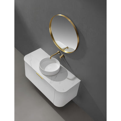 VITO VETRA ROUND ALUMINUM FRAMED MIRROR BRUSHED GOLD 600X600MM