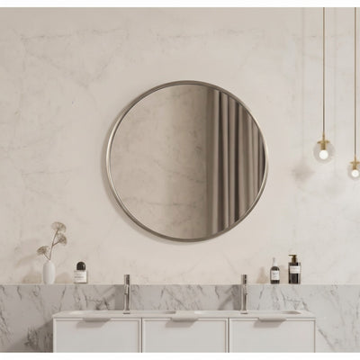 VITO VETRA ROUND ALUMINUM FRAMED MIRROR BRUSHED NICKEL 600X600MM