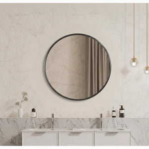 VITO VETRA ROUND ALUMINUM FRAMED MIRROR GUN METAL 600X600MM