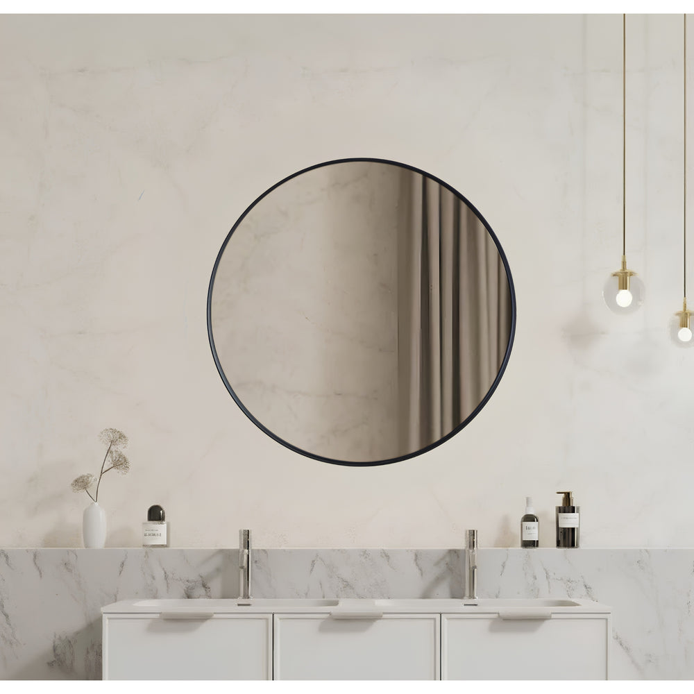 VITO VETRA ROUND ALUMINUM FRAMED MIRROR MATTE BLACK 600X600MM