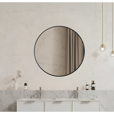 VITO VETRA ROUND ALUMINUM FRAMED MIRROR MATTE BLACK 600X600MM