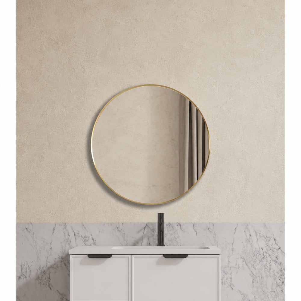 VITO VETRA ROUND ALUMINUM FRAMED MIRROR BRUSHED GOLD 700X700MM