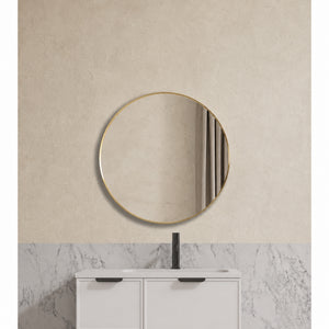 VITO VETRA ROUND ALUMINUM FRAMED MIRROR BRUSHED GOLD 700X700MM