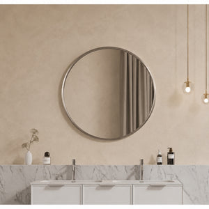 VITO VETRA ROUND ALUMINUM FRAMED MIRROR BRUSHED NICKEL 700X700MM