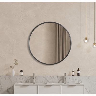 VITO VETRA ROUND ALUMINUM FRAMED MIRROR GUN METAL 700X700MM