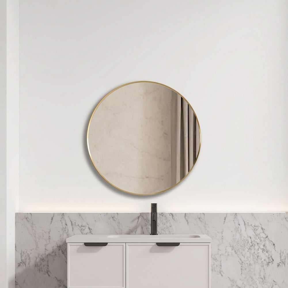 VITO VETRA ROUND ALUMINUM FRAMED MIRROR BRUSHED GOLD 800X800MM