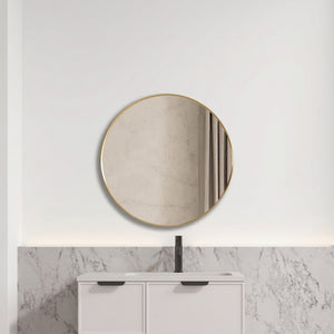 VITO VETRA ROUND ALUMINUM FRAMED MIRROR BRUSHED GOLD 800X800MM
