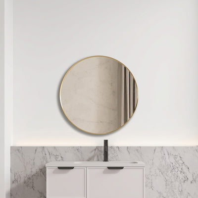 VITO VETRA ROUND ALUMINUM FRAMED MIRROR BRUSHED GOLD 800X800MM