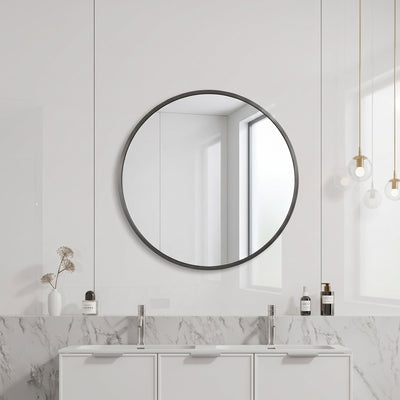 VITO VETRA ROUND ALUMINUM FRAMED MIRROR GUN METAL 800X800MM