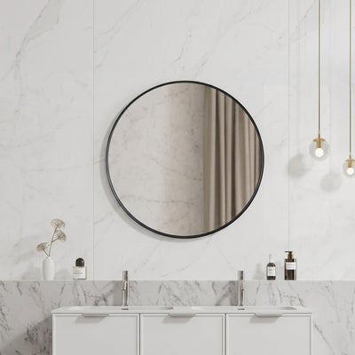 VITO VETRA ROUND ALUMINUM FRAMED MIRROR MATTE BLACK 800X800MM