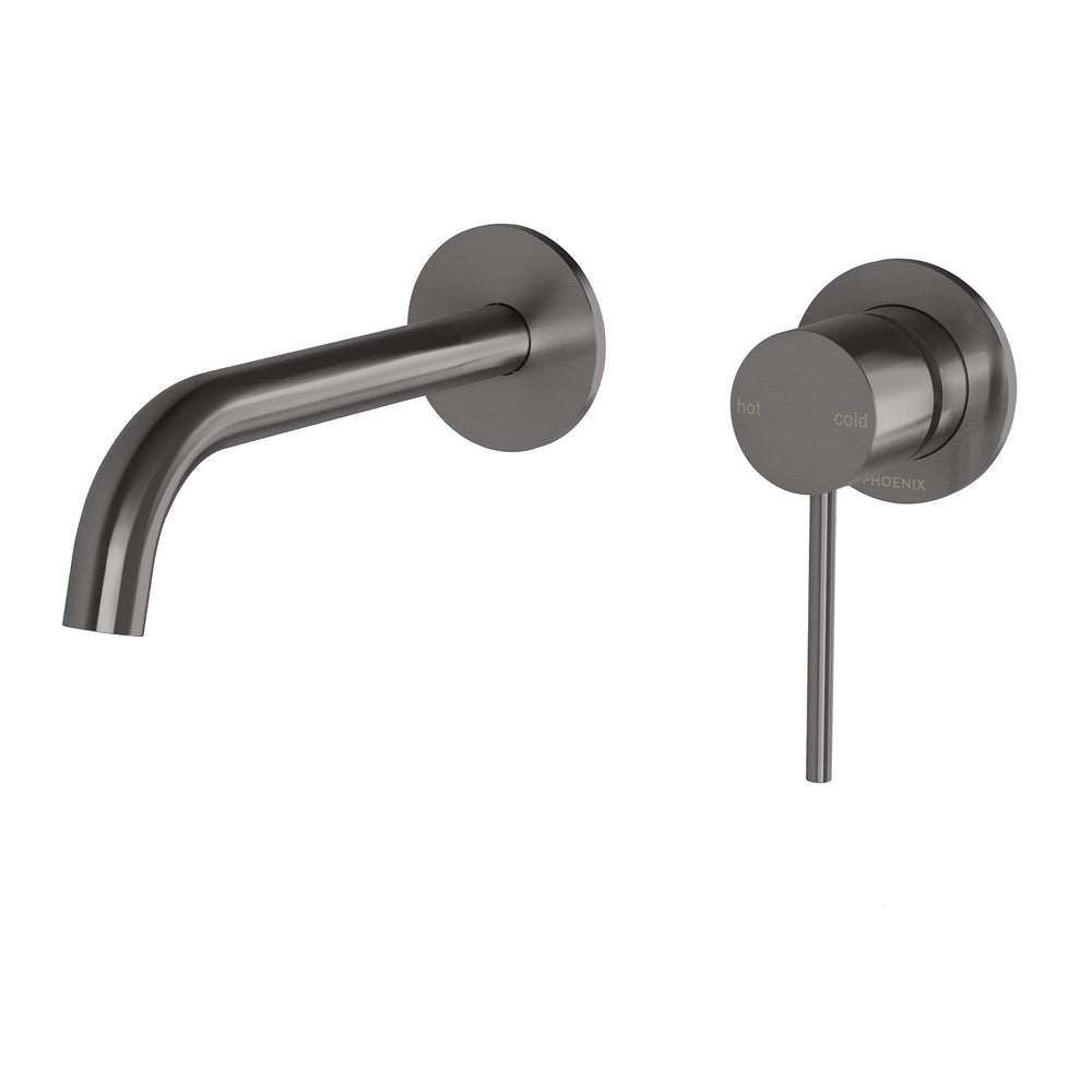 PHOENIX VIVID SLIMLINE SWITCHMIX WALL BASIN / BATH MIXER SET BRUSHED CARBON