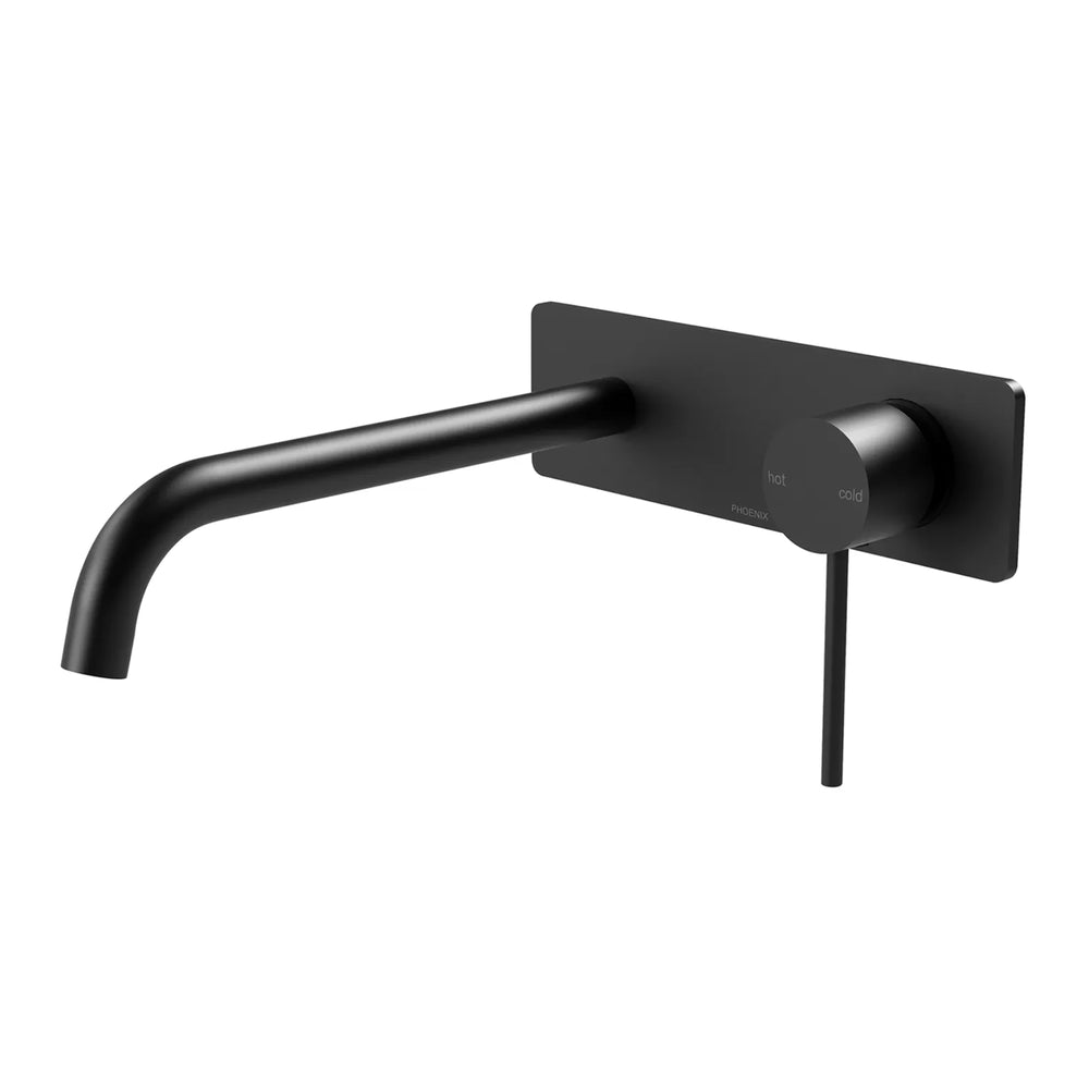PHOENIX VIVID SLIMLINE SWITCHMIX LEAD FREE WALL BASIN AND BATH MIXER SET 230MM MATTE BLACK