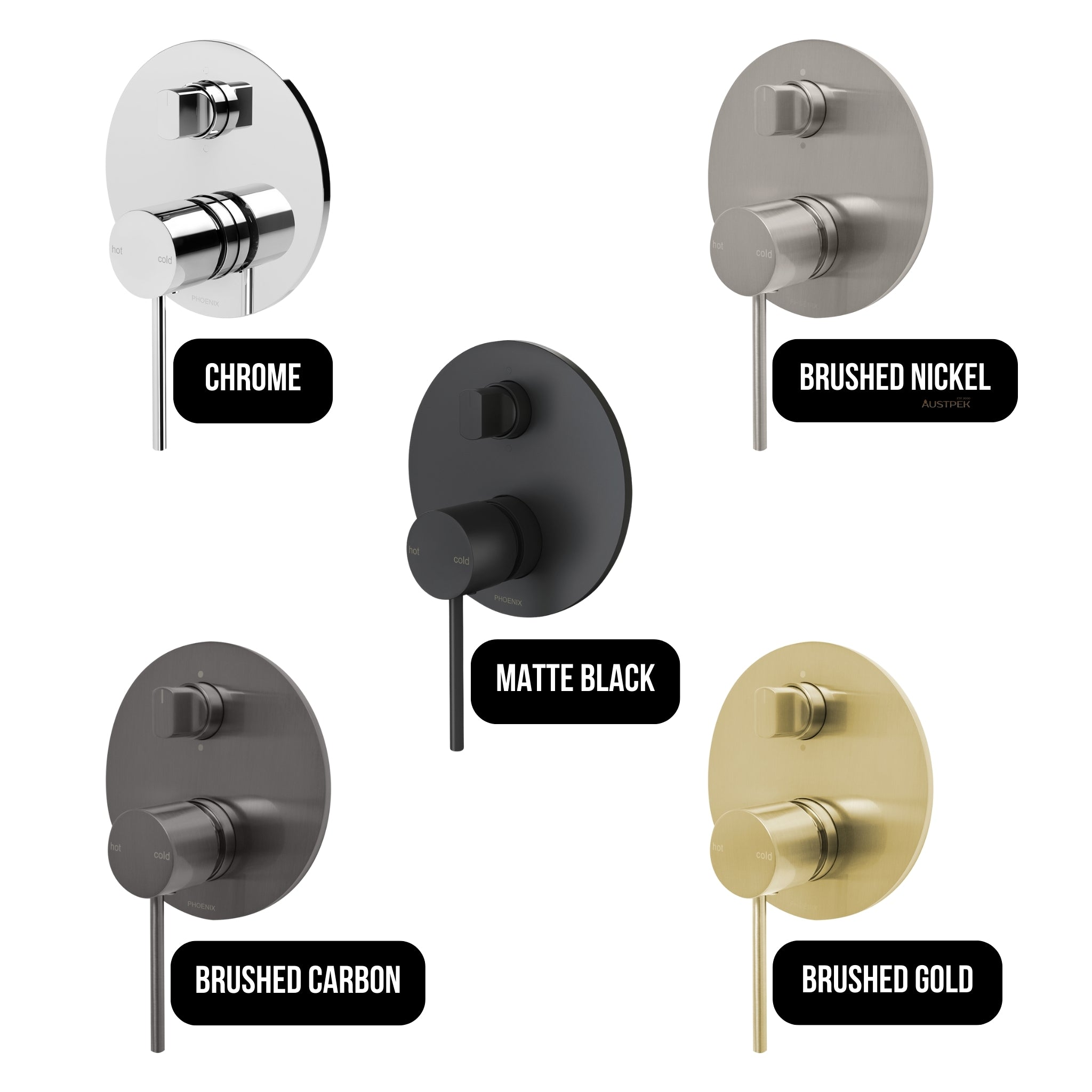 PHOENIX VIVID SLIMLINE SWITCHMIX SHOWER / BATH DIVERTER MIXER COMPLETE KIT CHROME