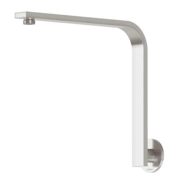 PHOENIX VIVID SLIMLINE HIGH-RISE SHOWER ARM ROUND PLATE 300MM BRUSHED NICKEL
