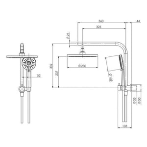 PHOENIX VIVID SLIMLINE COMPACT TWIN SHOWER BRUSHED CARBON