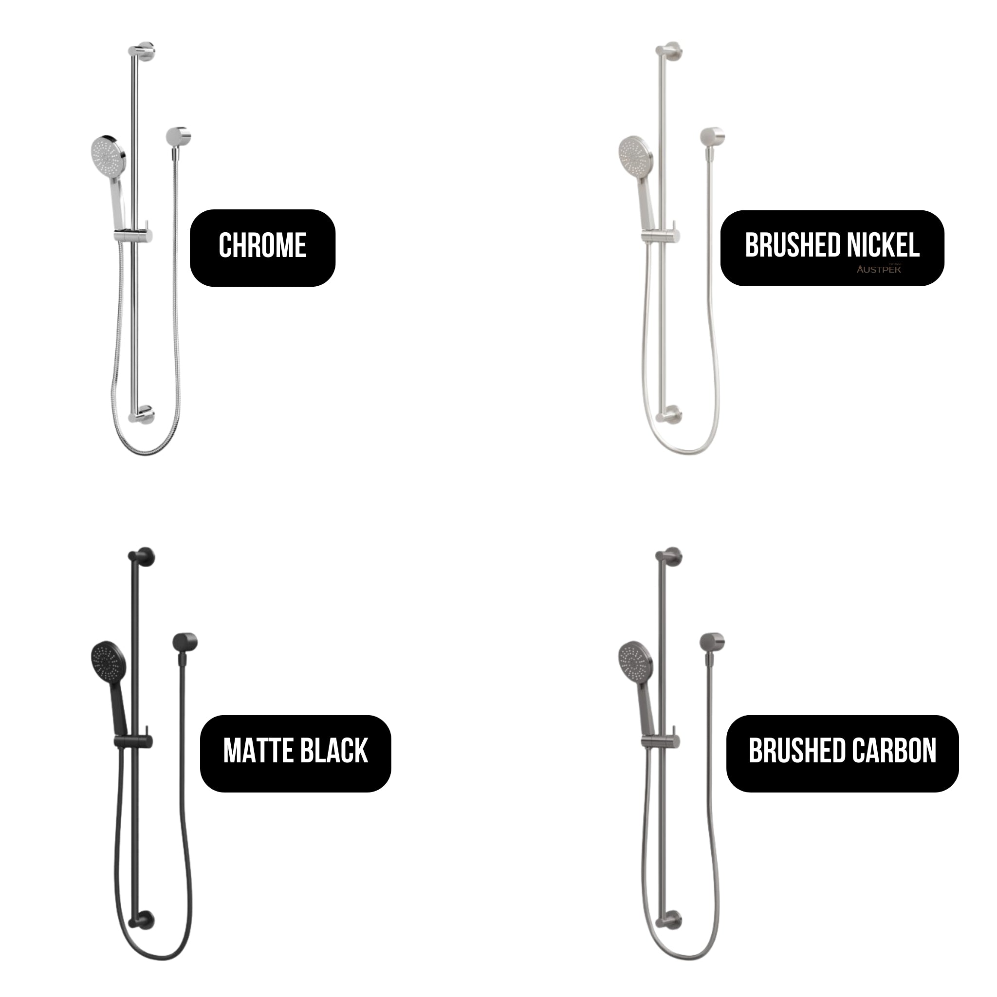 PHOENIX VIVID SLIMLINE EXTENDED SHOWER ON RAIL BRUSHED CARBON