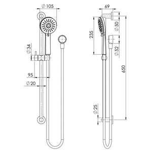 PHOENIX VIVID SLIMLINE RAIL SHOWER BRUSHED CARBON