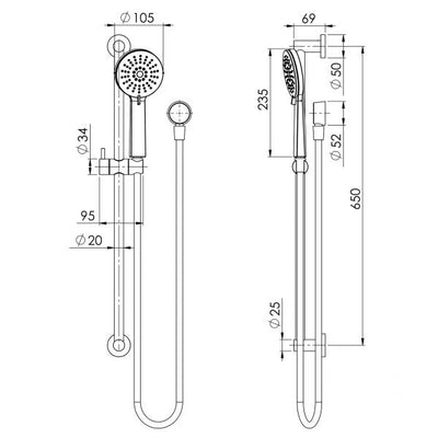 PHOENIX VIVID SLIMLINE RAIL SHOWER BRUSHED CARBON
