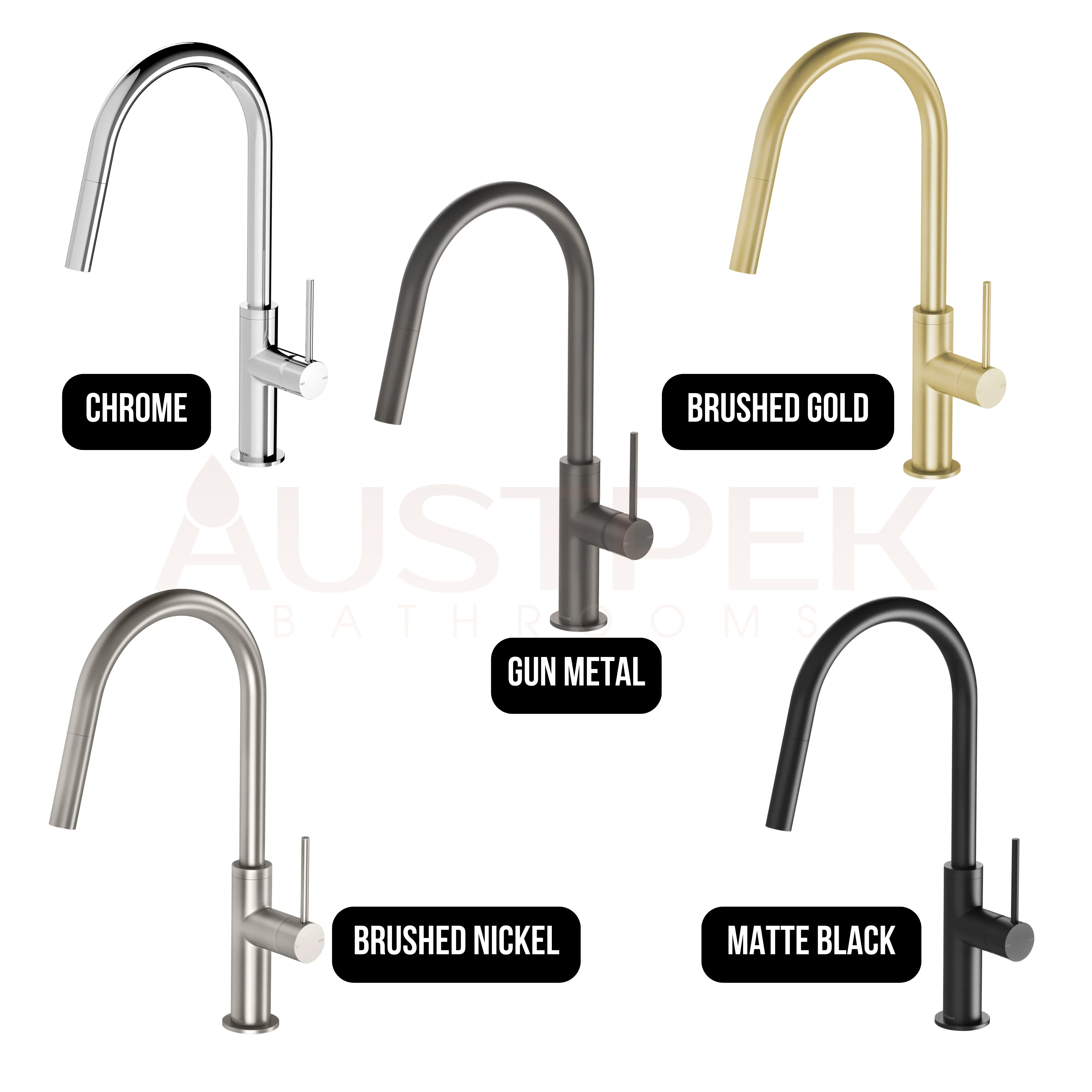 PHOENIX VIVID SLIMLINE PULL OUT SINK MIXER BRUSHED GOLD