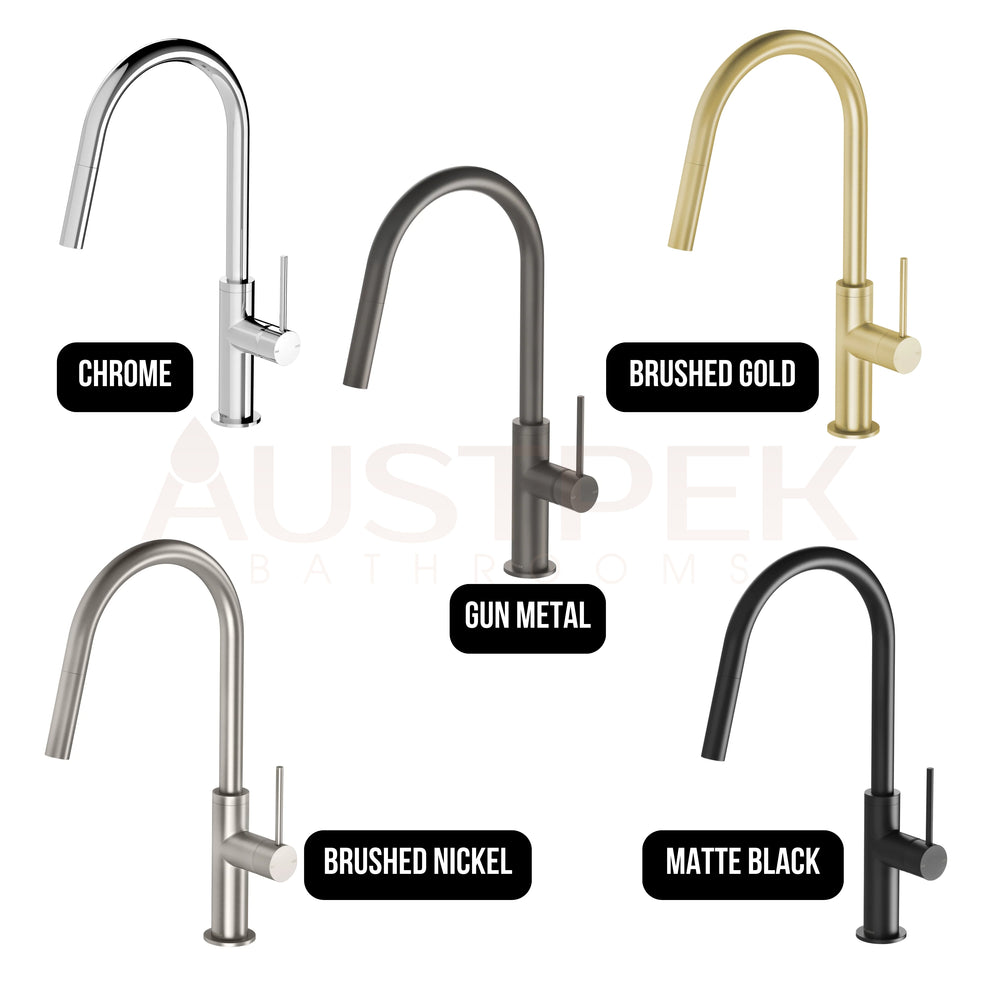 PHOENIX VIVID SLIMLINE PULL OUT SINK MIXER 397MM BRUSHED GOLD