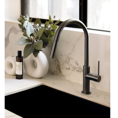 PHOENIX VIVID SLIMLINE LEAD FREE PULL OUT SINK MIXER 397MM BRUSHED CARBON