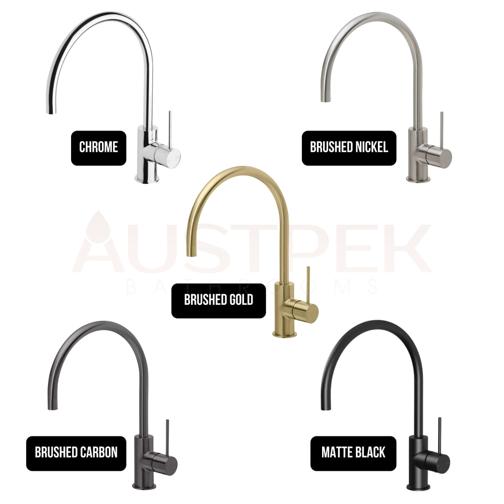 PHOENIX VIVID SLIMLINE LEAD FREE SINK MIXER GOOSENECK 220MM BRUSHED CARBON