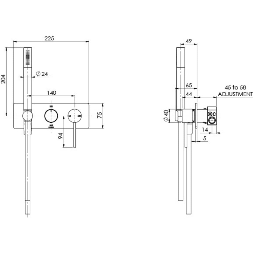 PHOENIX VIVID SLIMLINE WALL SHOWER SYSTEM BRUSHED CARBON