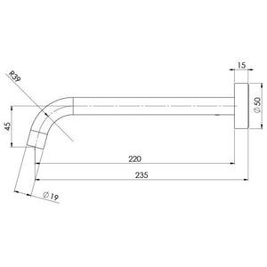 PHOENIX VIVID SLIMLINE WALL BASIN OUTLET 230MM BRUSHED CARBON