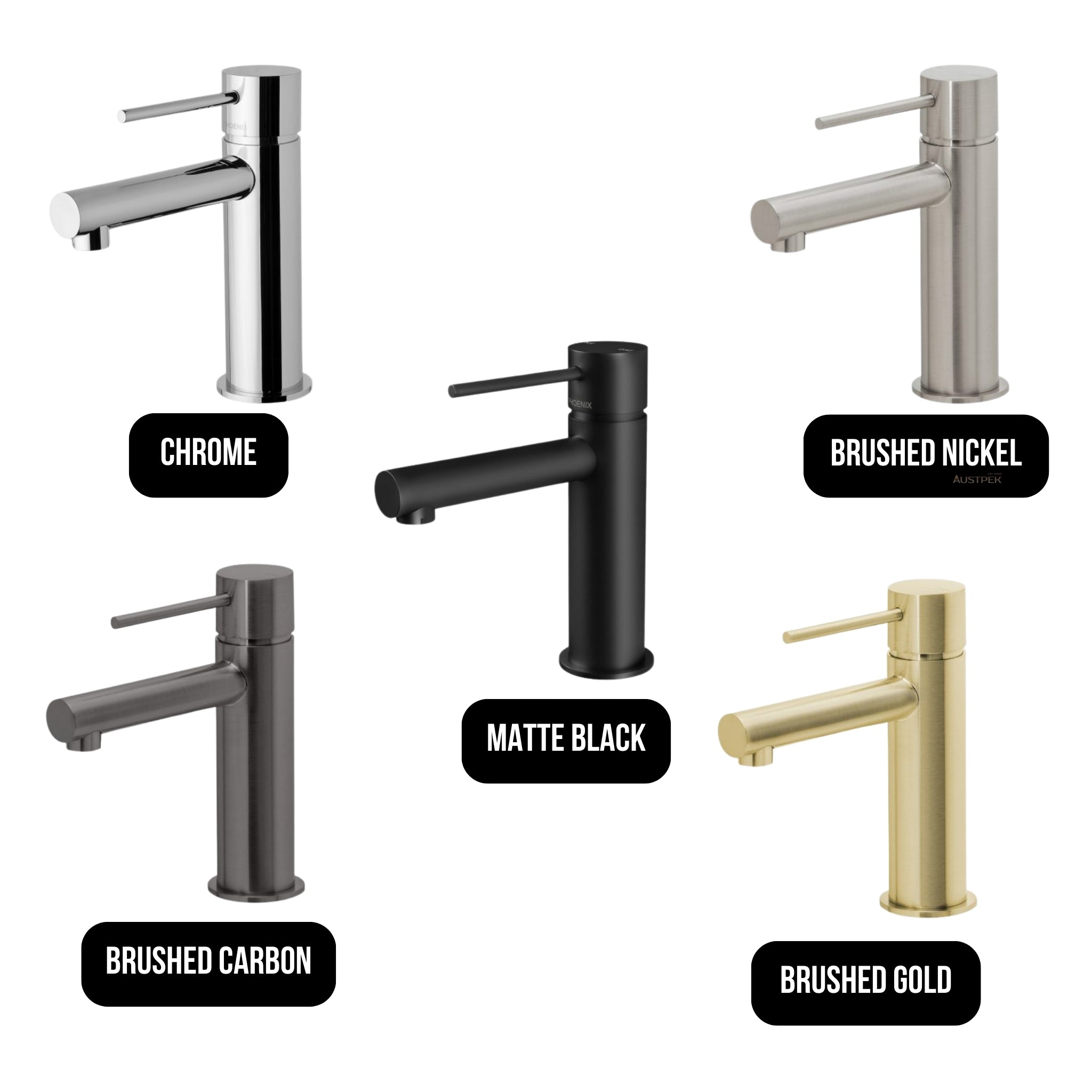 PHOENIX VIVID SLIMLINE LEAD FREE BASIN MIXER 166MM MATTE BLACK