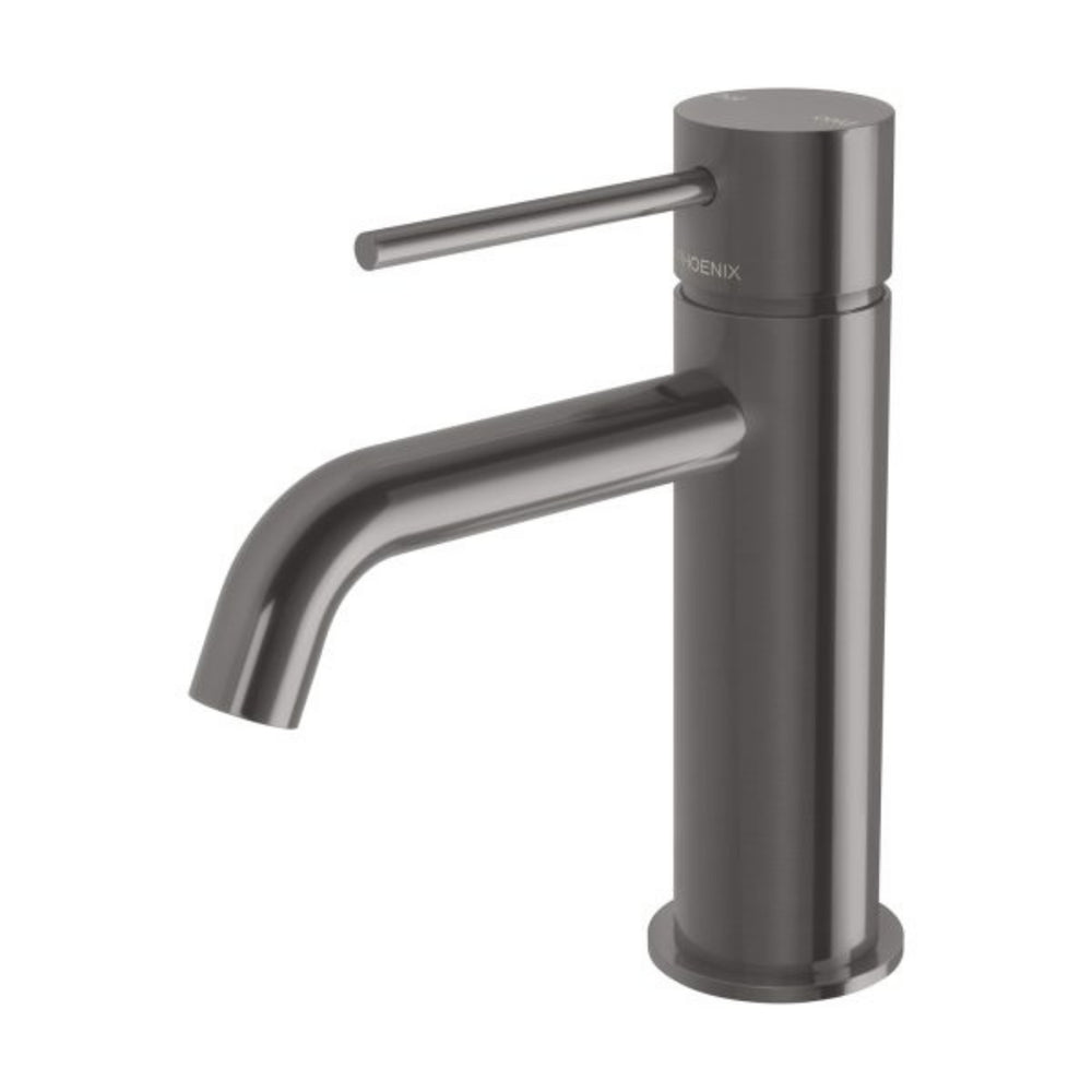 PHOENIX VIVID SLIMLINE BASIN MIXER CURVED OUTLET 166MM BRUSHED CARBON