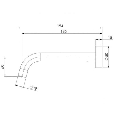 PHOENIX VIVID SLIMLINE WALL BASIN OUTLET 185MM BRUSHED CARBON