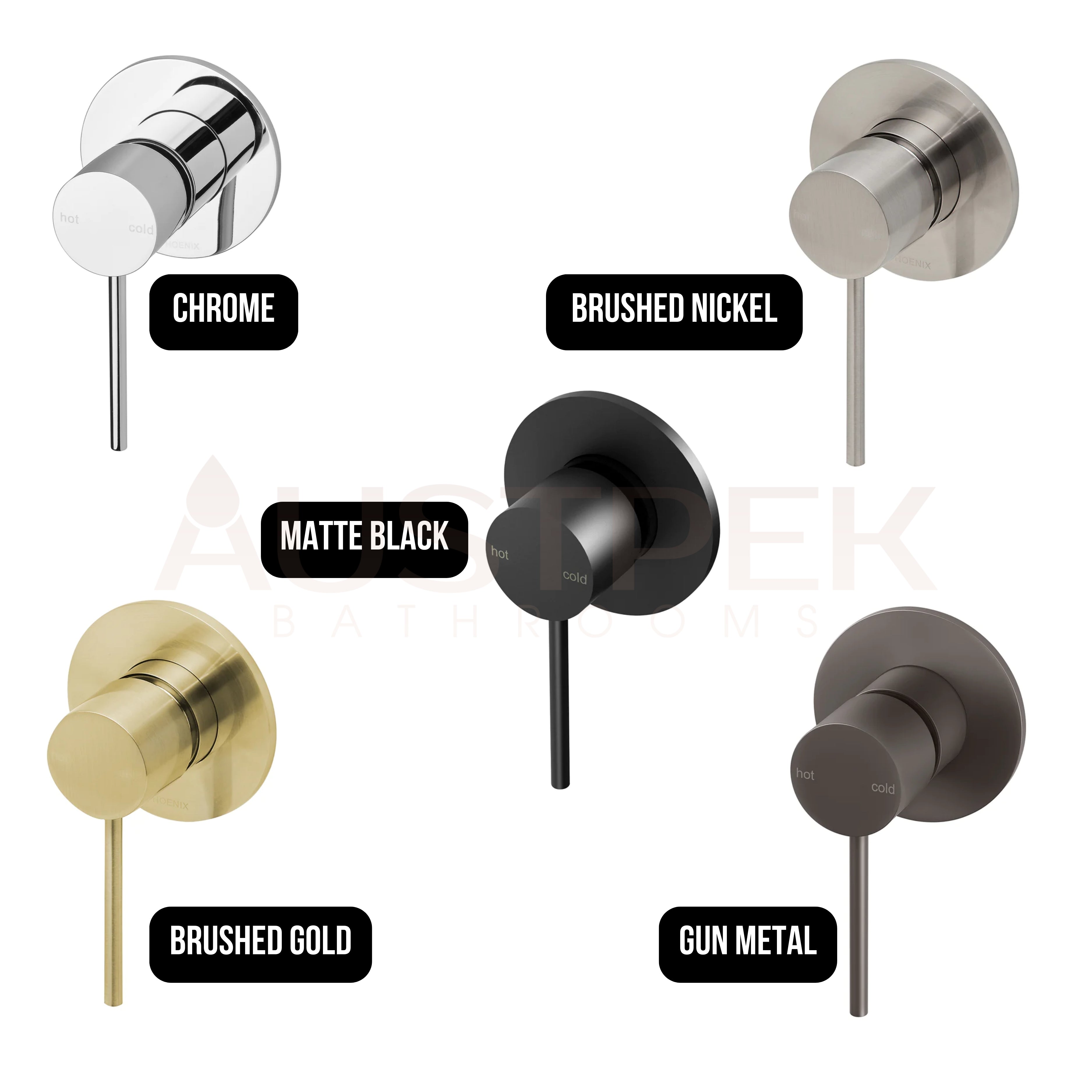 PHOENIX VIVID SLIMLINE SHOWER WALL MIXER GUN METAL