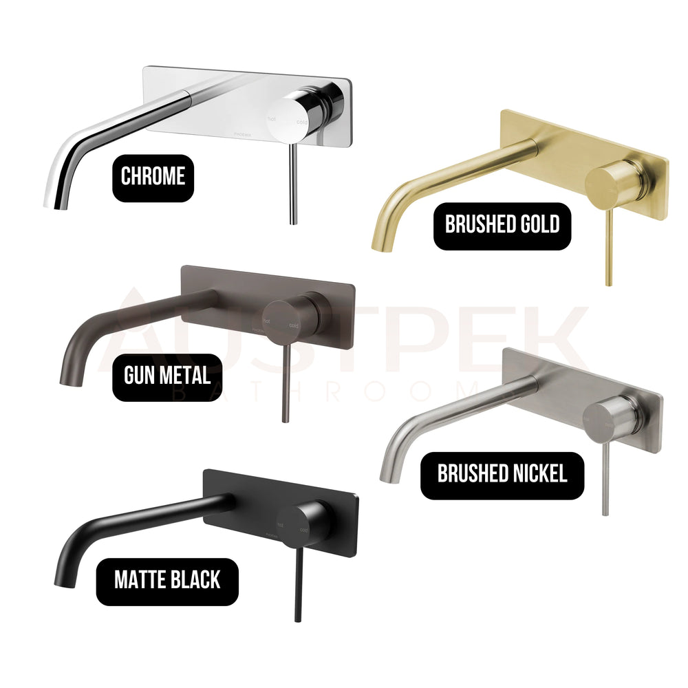 PHOENIX VIVID SLIMLINE WALL BASIN MIXER SET 230MM MATTE BLACK