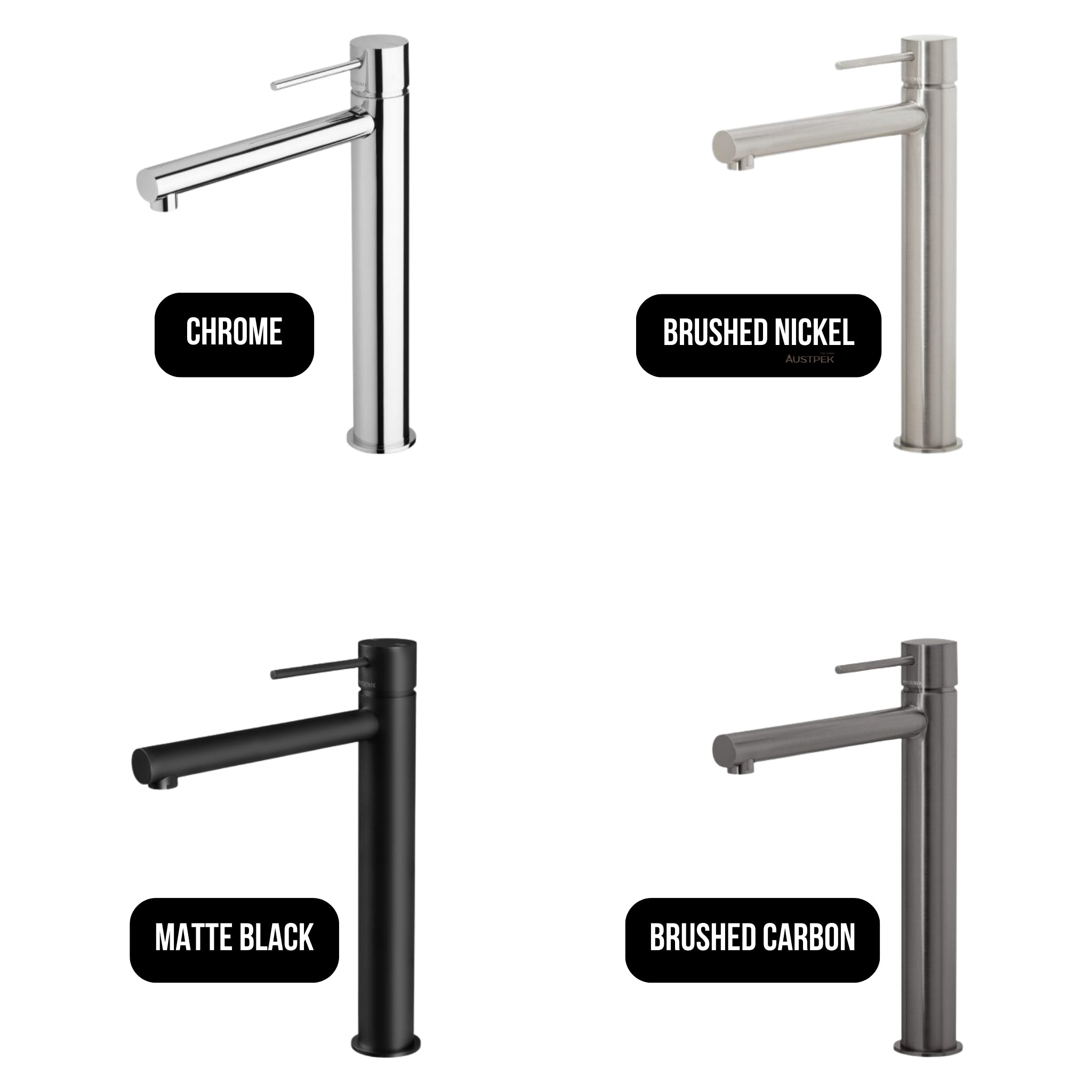 PHOENIX VIVID SLIMLINE LEAD FREE VESSEL MIXER 289MM BRUSHED NICKEL