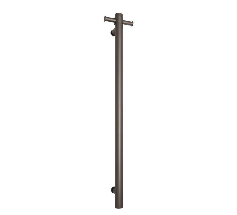 THERMOGROUP VS900HGM GUN METAL STRAIGHT ROUND VERTICAL SINGLE HEATED TOWEL RAIL 900MM