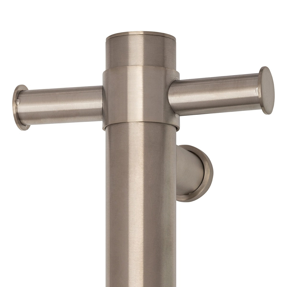 THERMOGROUP STRAIGHT ROUND VERTICAL SINGLE HEATED TOWEL RAIL 900MM BRUSHED NICKEL