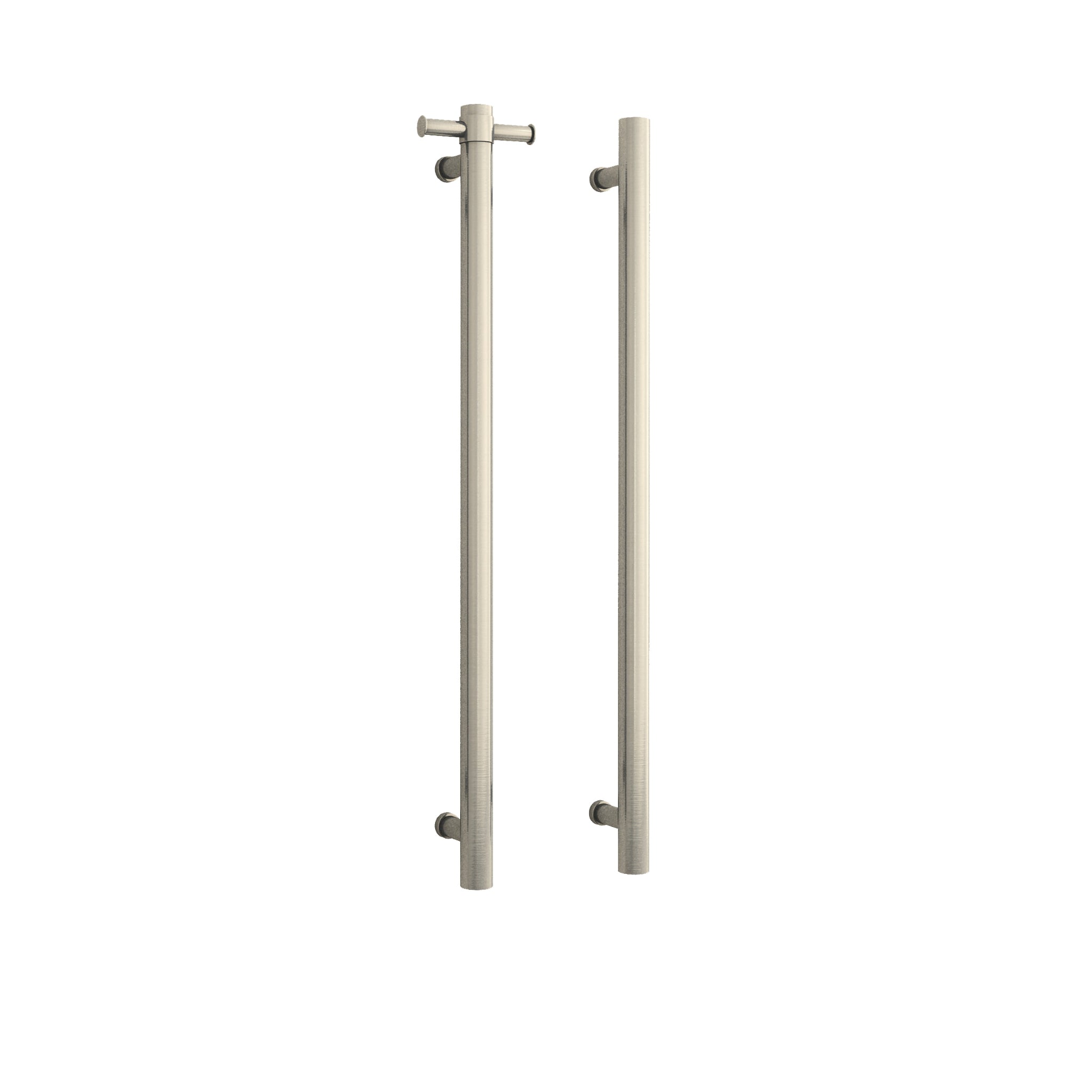 THERMOGROUP STRAIGHT ROUND VERTICAL SINGLE HEATED TOWEL RAIL 900MM BRUSHED NICKEL