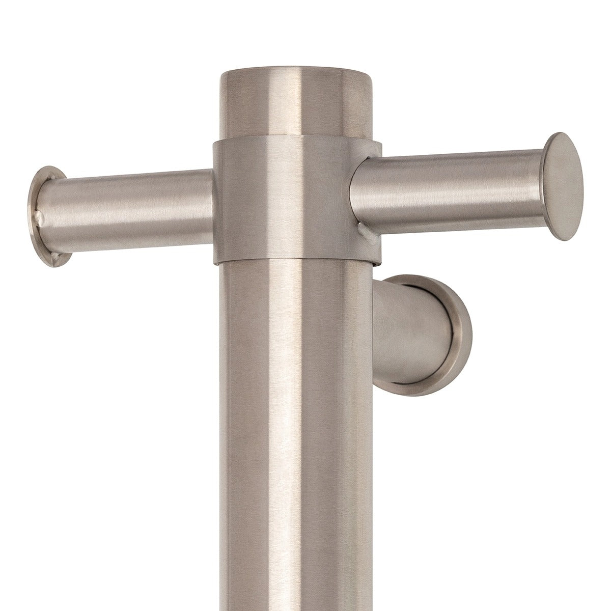 THERMOGROUP ROUND VERTICAL SINGLE HEATED TOWEL RAIL 900MM BRUSHED STAINLESS STEEL