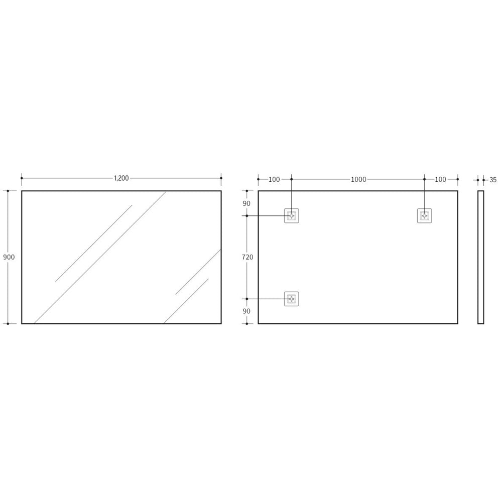VITO VETRA RECTANGULAR ALUMINUM FRAMED MIRROR MATTE BLACK 1200X900MM
