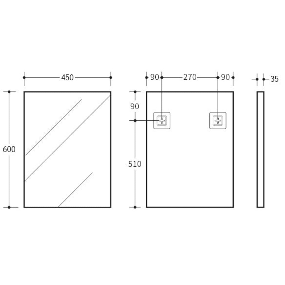 VITO VETRA RECTANGULAR ALUMINUM FRAMED MIRROR MATTE BLACK 450X600MM