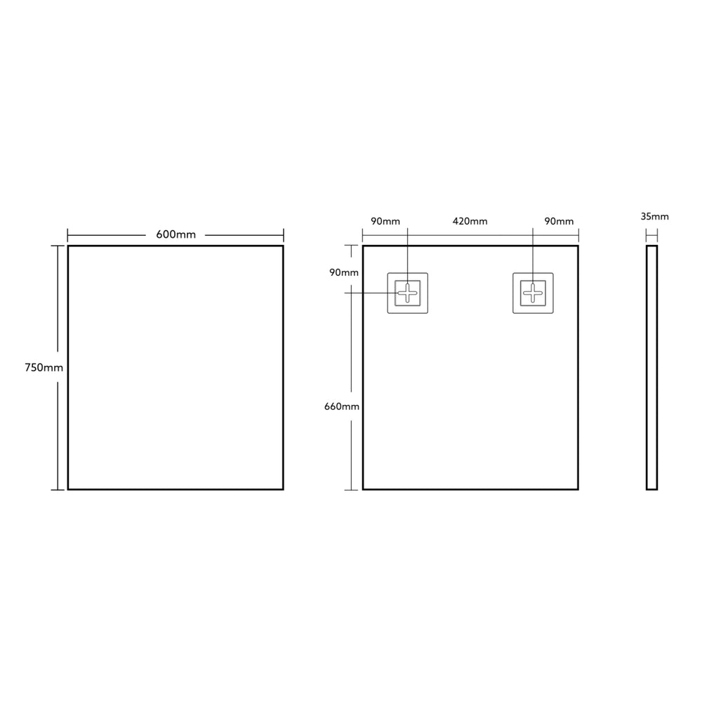 VITO VETRA RECTANGULAR ALUMINUM FRAMED MIRROR MATTE BLACK 600X750MM