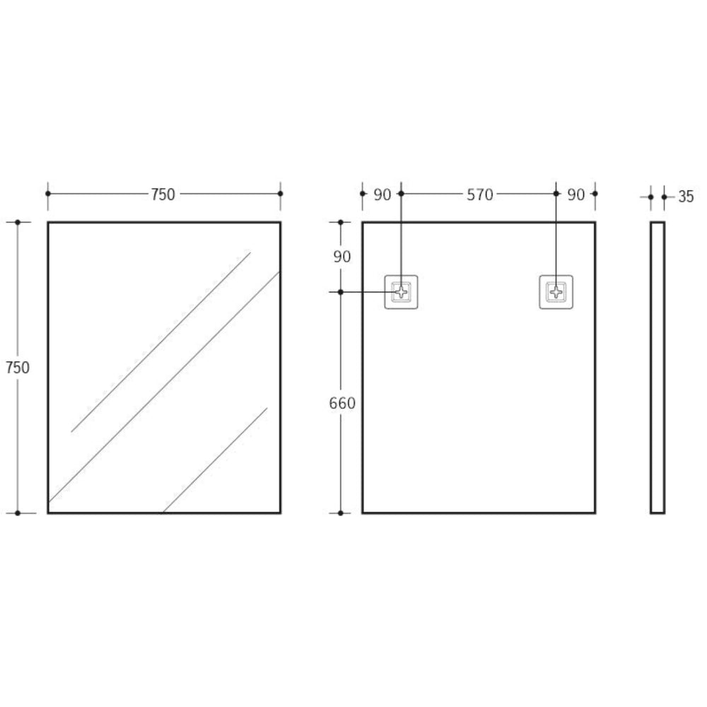 VITO VETRA RECTANGULAR ALUMINUM FRAMED MIRROR MATTE BLACK 750X750MM