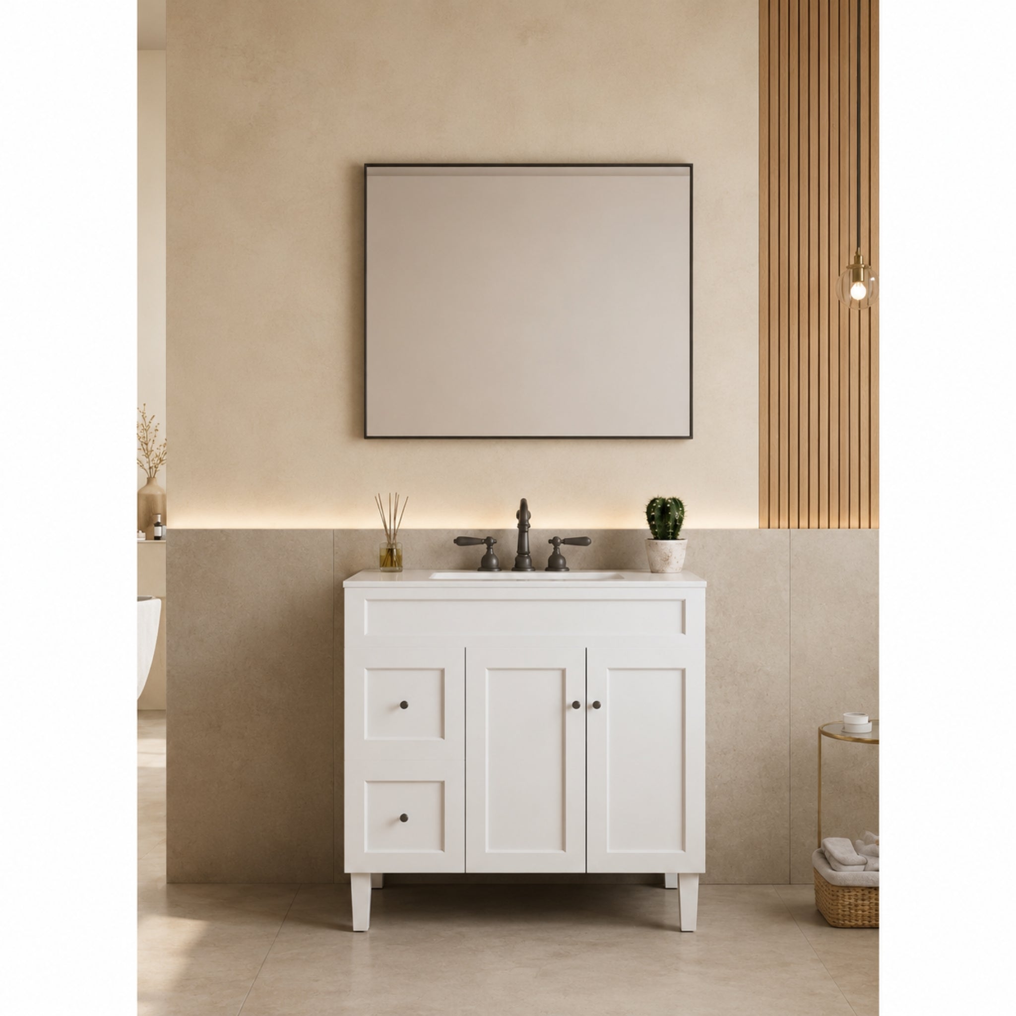 VITO VETRA RECTANGULAR ALUMINUM FRAMED MIRROR MATTE BLACK 900X750MM