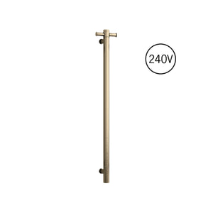 THERMOGROUP 240 VOLT VERTICAL SINGLE HEATED TOWEL RAIL BRUSHED BRASS 900MM