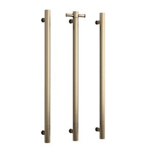 THERMOGROUP 240 VOLT VERTICAL SINGLE HEATED TOWEL RAIL BRUSHED BRASS 900MM