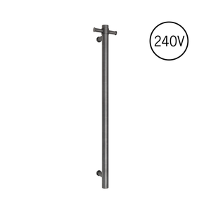 THERMOGROUP 240 VOLT VERTICAL SINGLE HEATED TOWEL RAIL 900MM BRUSHED GUN METAL