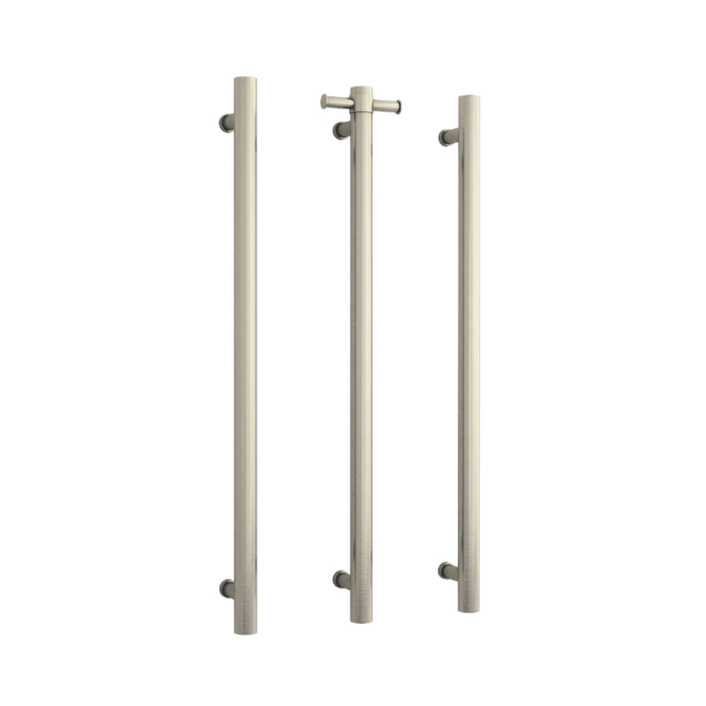 THERMOGROUP 240 VOLT VERTICAL SINGLE HEATED TOWEL RAIL BRUSHED NICKEL 900MM